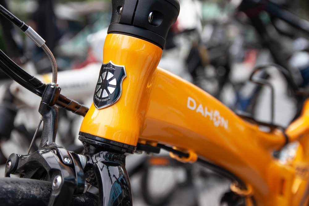 Bangkok,,Thailand-september,22,,2018:,Yellow,Folding,Bike,By,Dahon,Parking