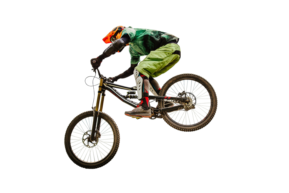 Downhill,Racing,Dh,Rider,Isolated,On,White,Background